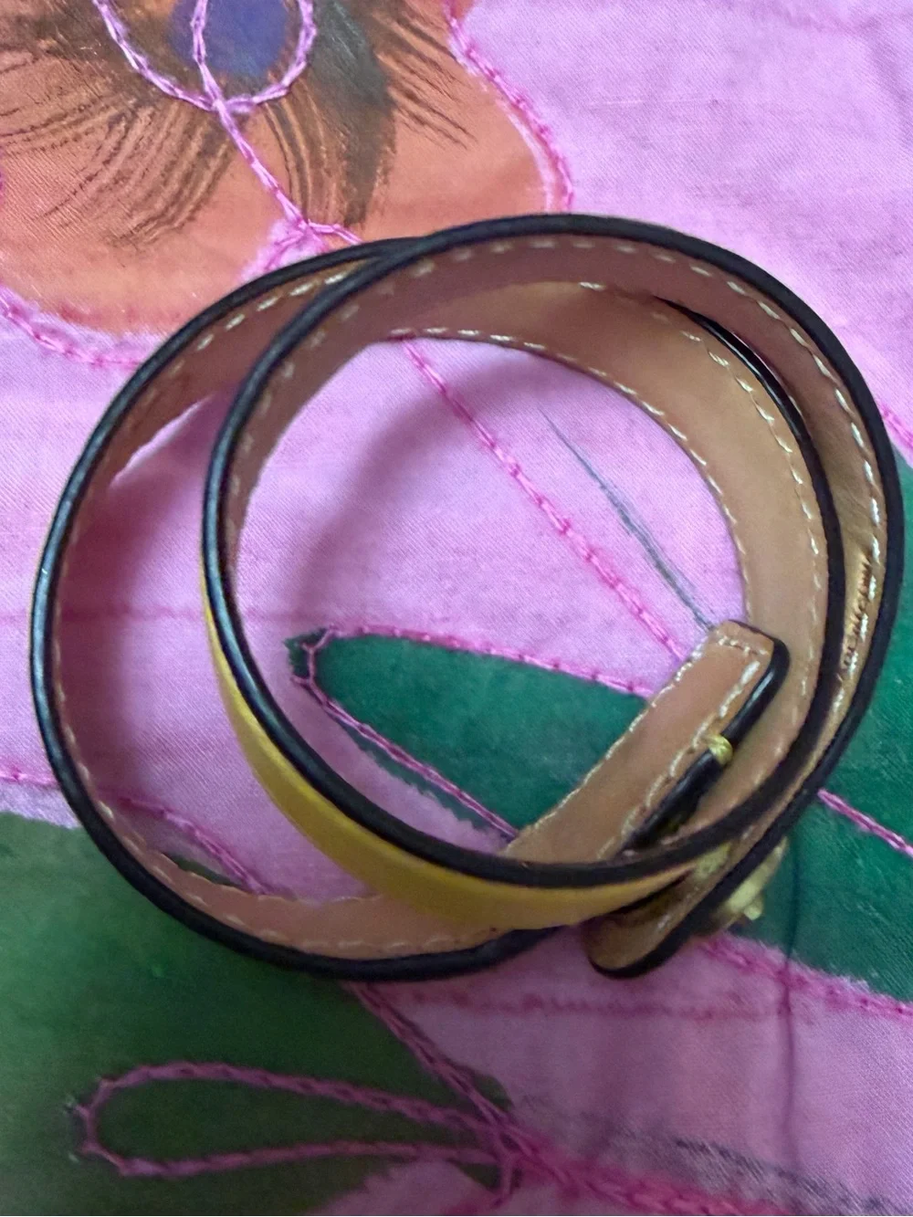 Coach Yellow Leather Bracelet Turn-Lock Strap for Women